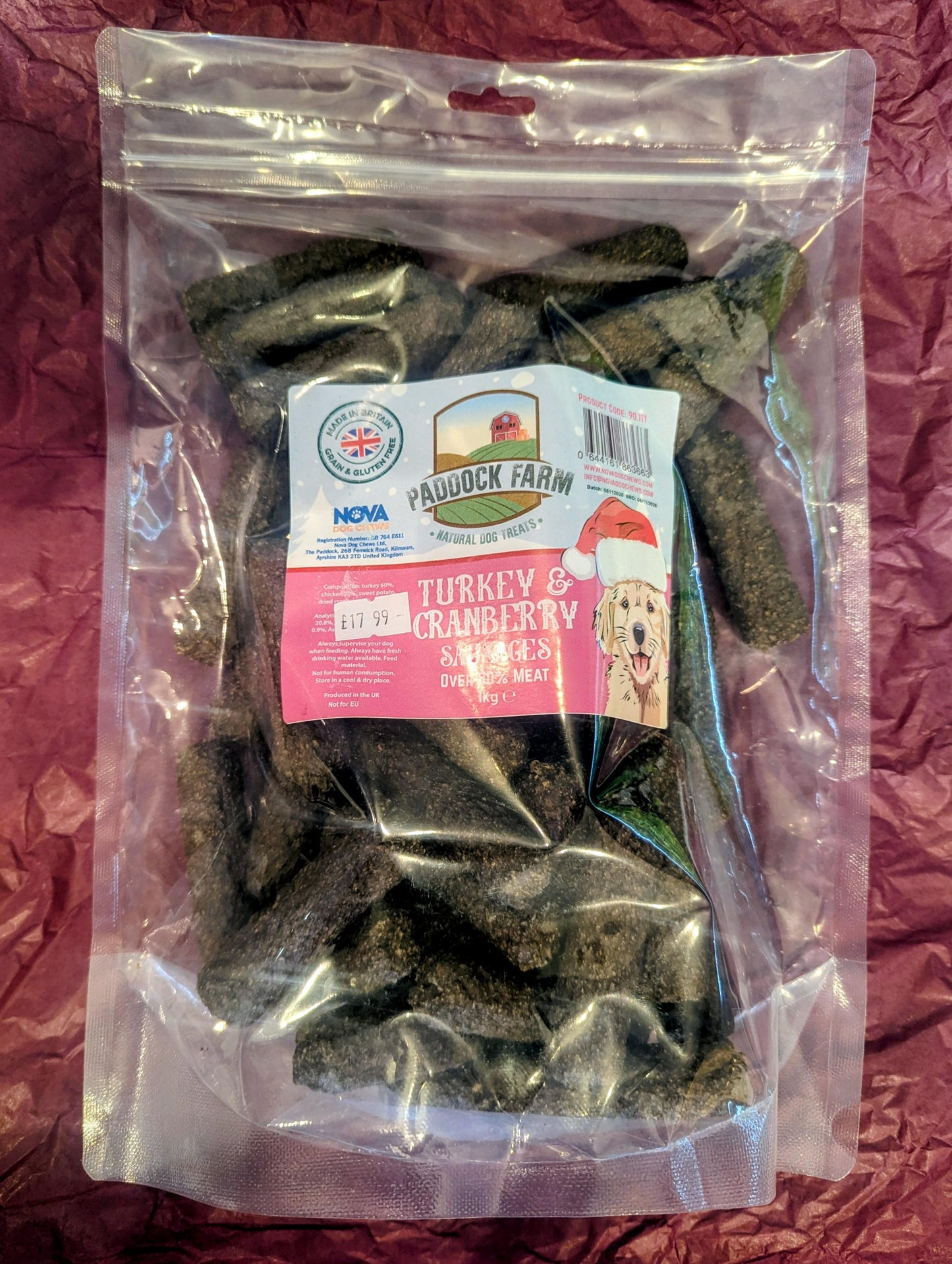 Turkey & cranberry gourmet sausages 1kg